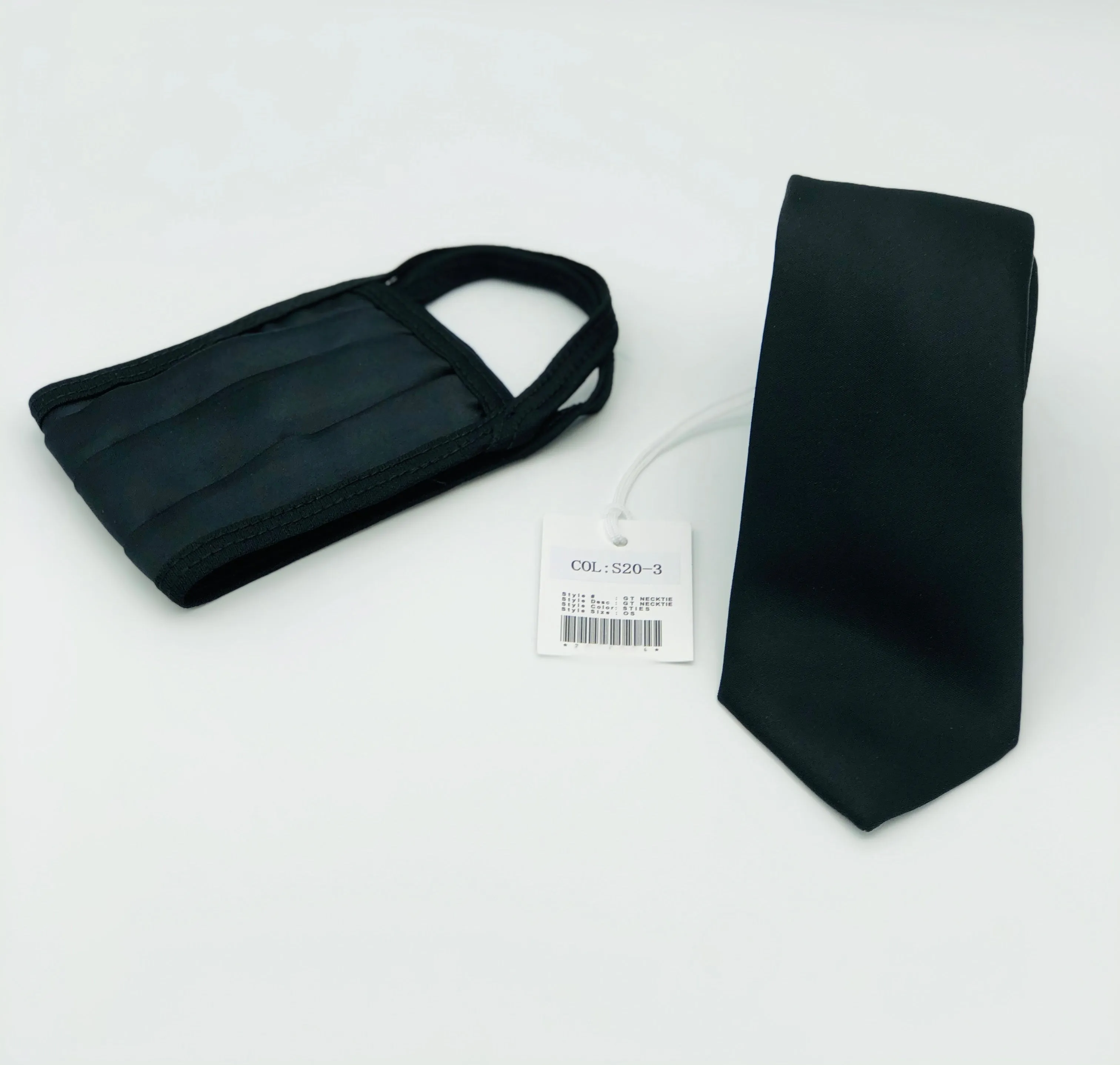 Face Mask & Tie Set S20-3 Solid Black