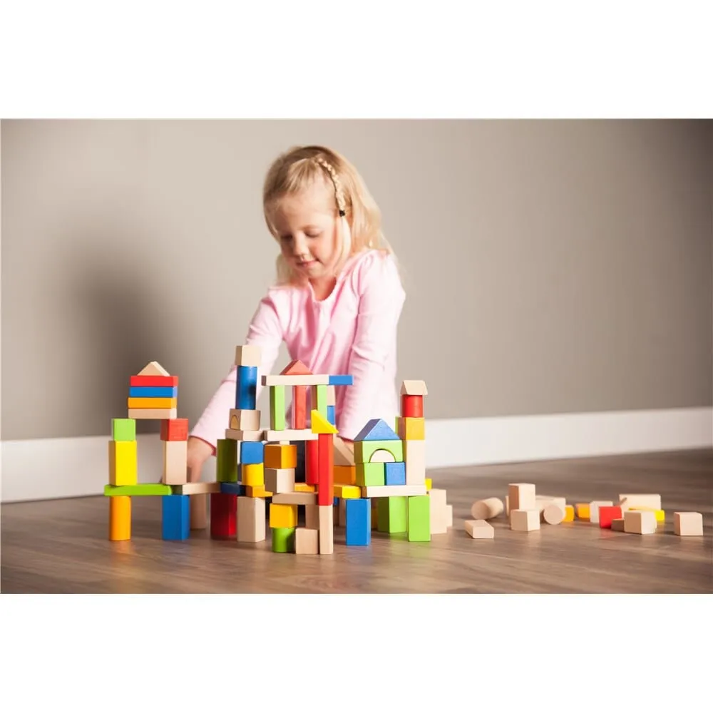 Fat Brain Toys - TimberBlocks 100 Piece Wooden Block Set