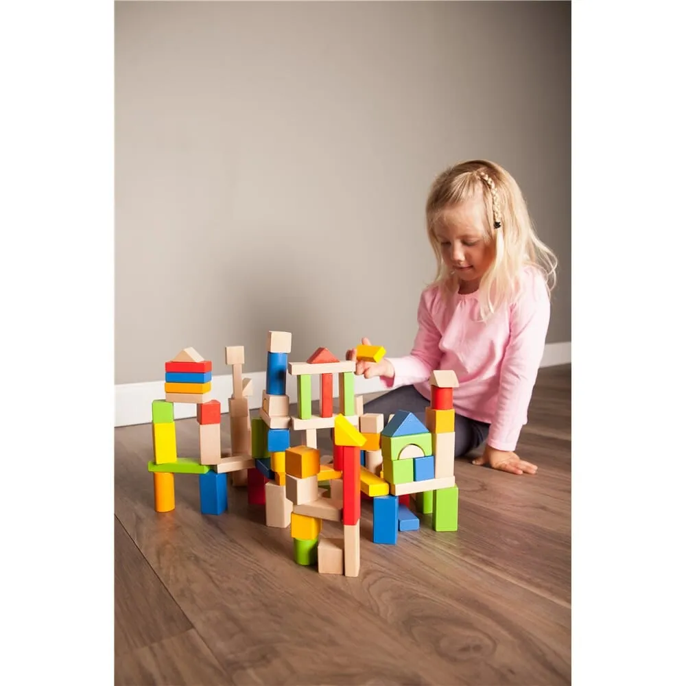 Fat Brain Toys - TimberBlocks 100 Piece Wooden Block Set