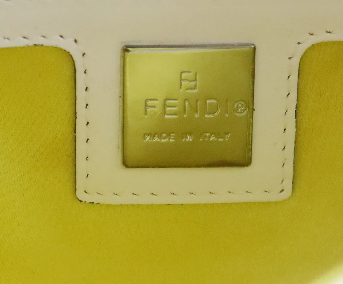 Fendi Ivory Woven Raffia Baguette Bag