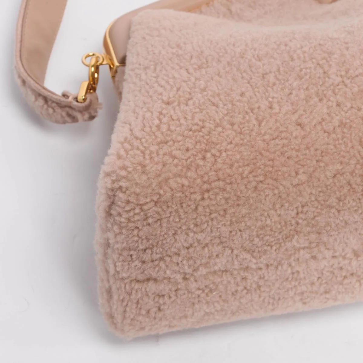 Fendi Rosa Plaster Shearling Medium Fendi First Clutch