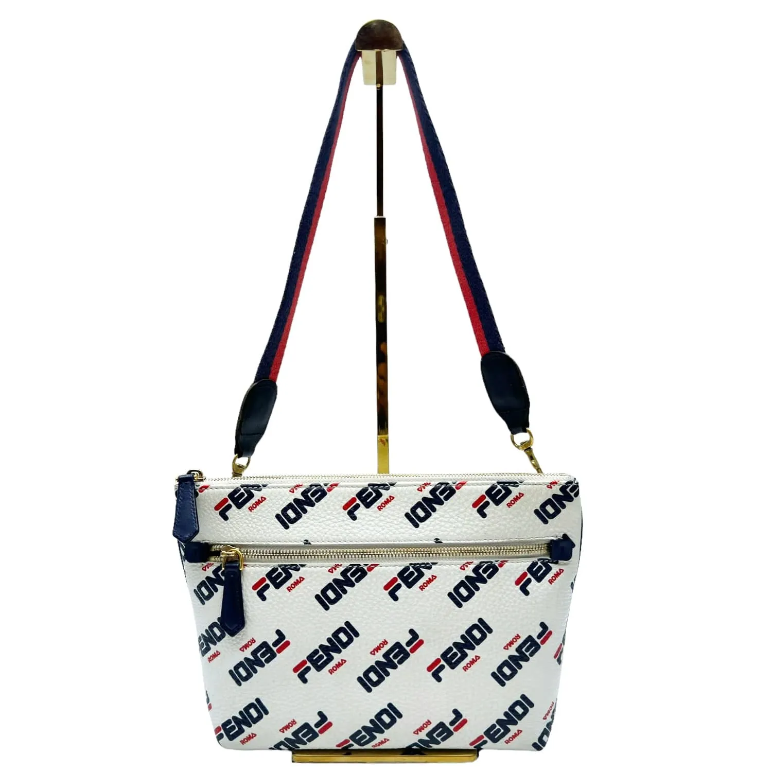 FENDI x FILA Leather Mania Shoulder Bag - Red, White & Blue