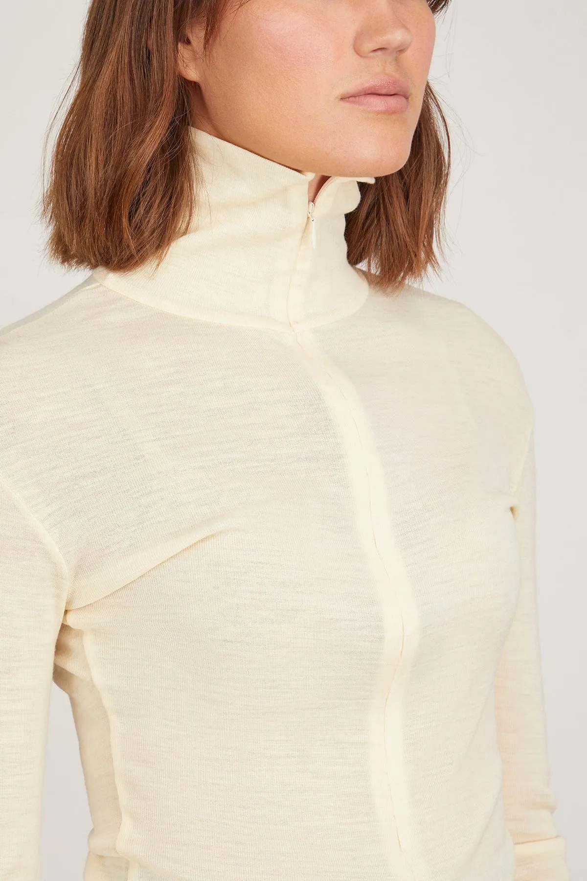 Fine Wool Zip Top in Cream