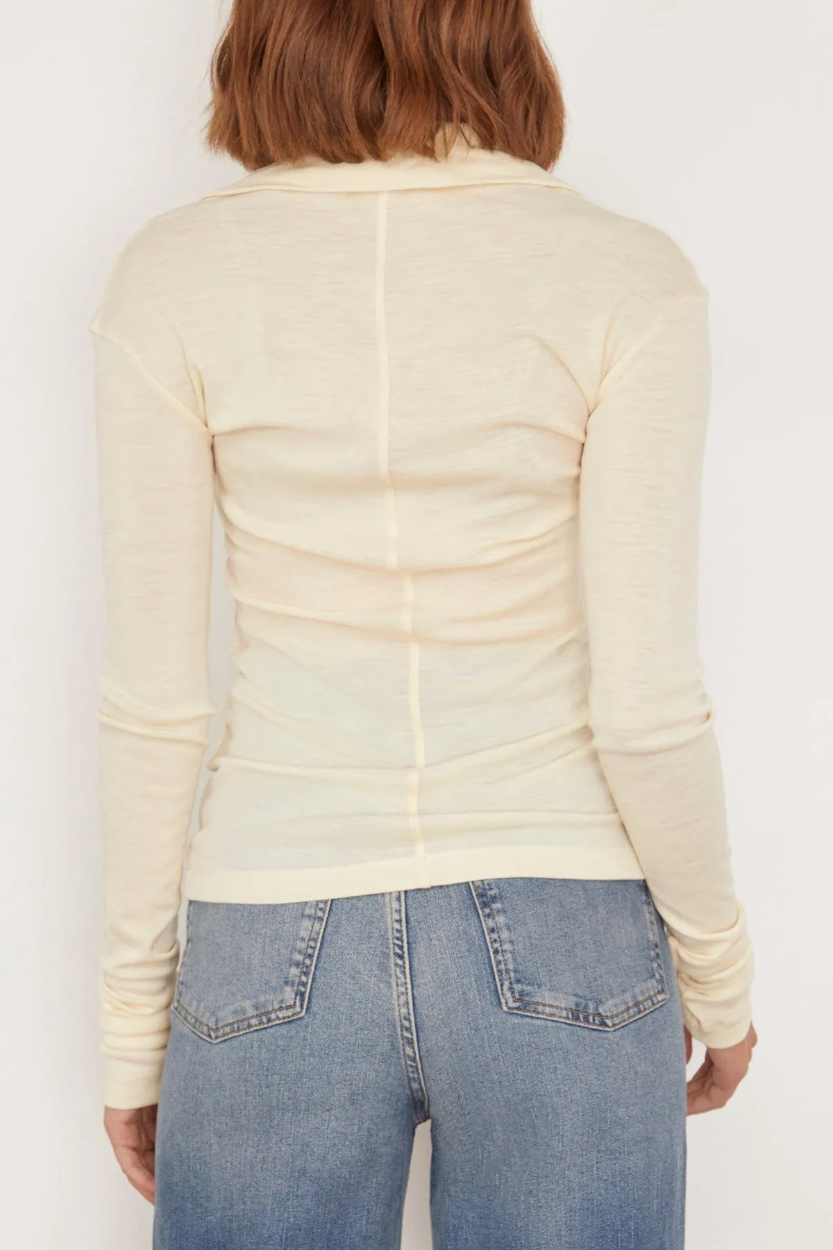 Fine Wool Zip Top in Cream