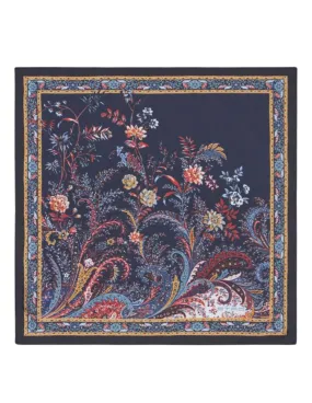 Floral Paisley Pocket Square | Navy