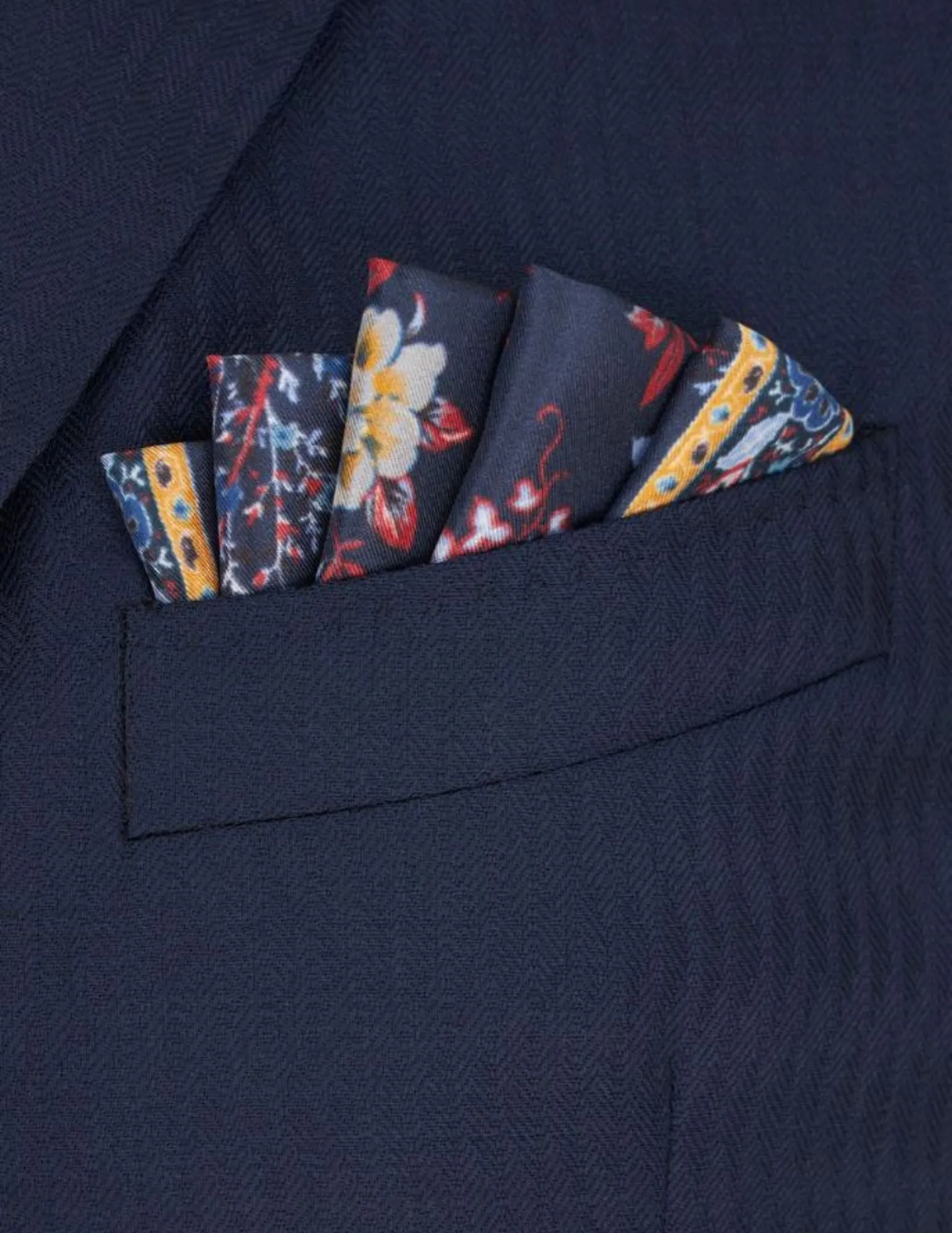 Floral Paisley Pocket Square | Navy