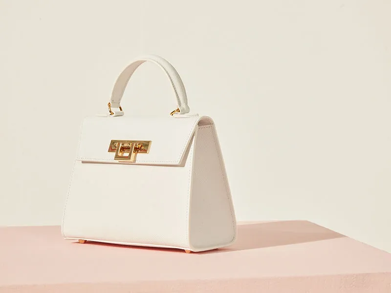 Fonteyn Midi Dolomite Pebble Print Calf Leather Handbag - White