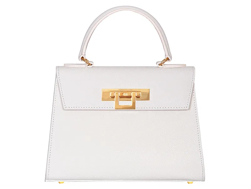 Fonteyn Midi Dolomite Pebble Print Calf Leather Handbag - White