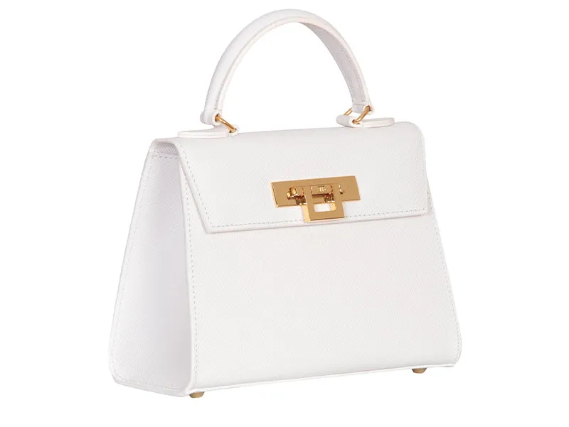 Fonteyn Midi Dolomite Pebble Print Calf Leather Handbag - White