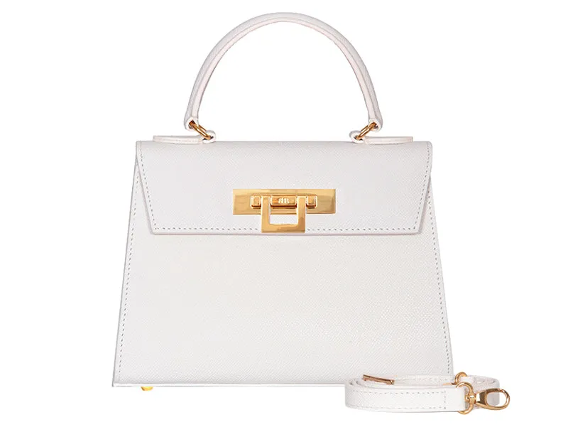 Fonteyn Midi Dolomite Pebble Print Calf Leather Handbag - White