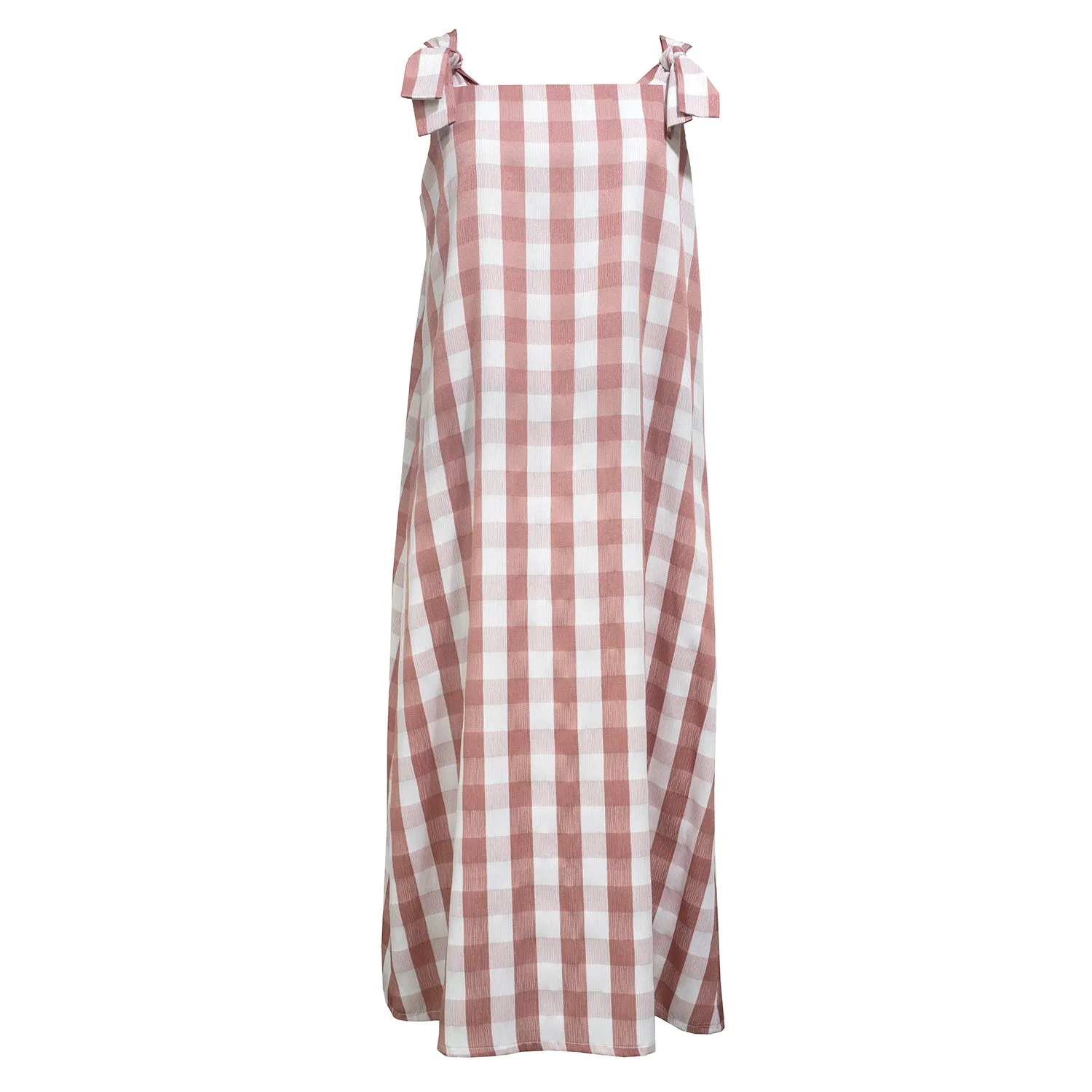 FORBIDDEN FRUIT DRESS ~ REVERSIBLE ~ GRAPEFRUIT [ Pink & White Check Gingham Tie Pinafore ]