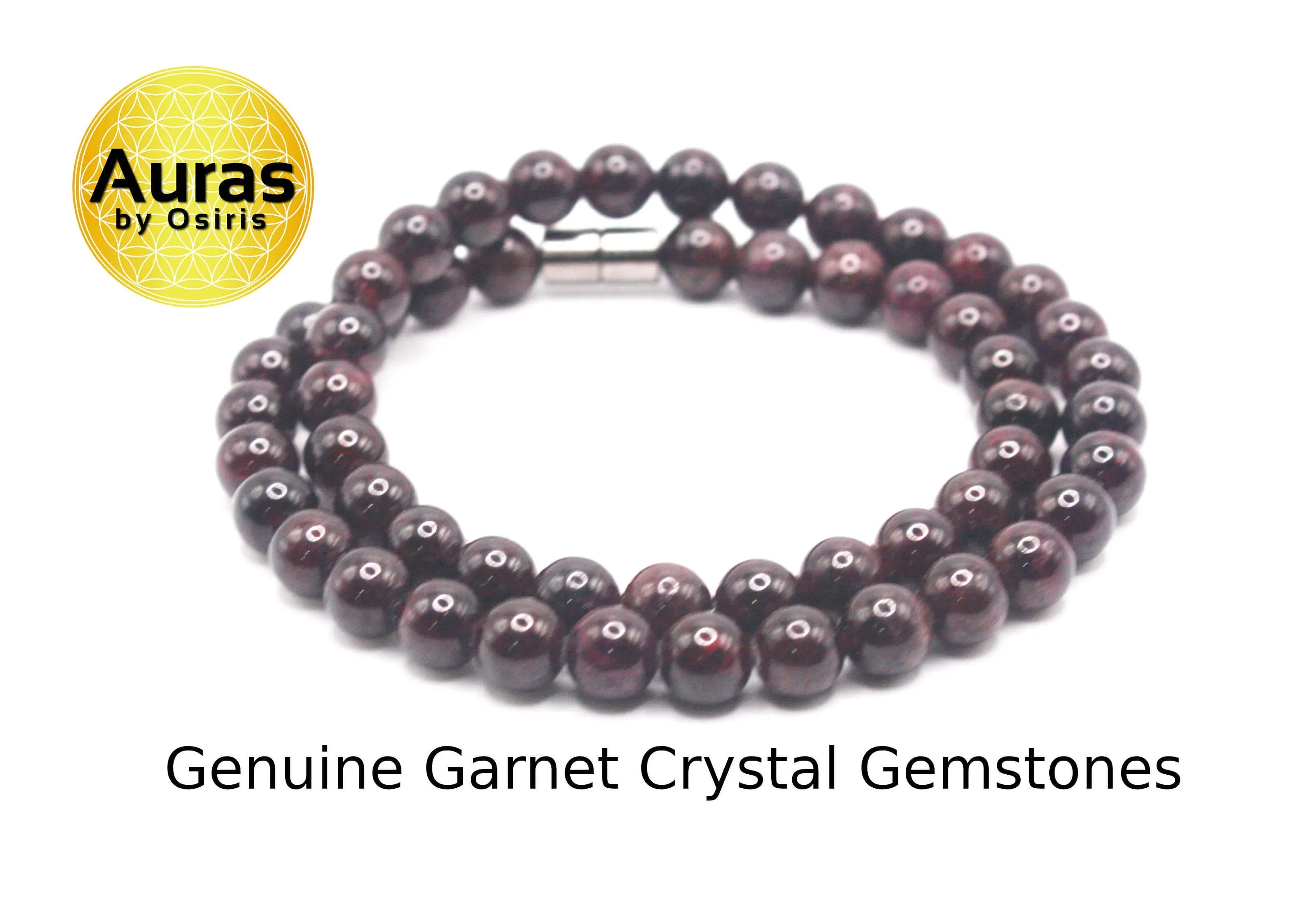 Garnet Necklace for Men/Women - Spiritual Protection Stones - January Birthday Natural Garnet Gemstone Necklace 6mm 8mm 10mm Bead Diameter