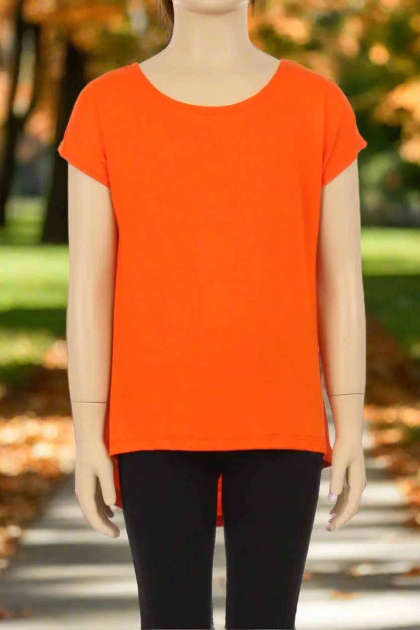 Girls Fall Orange Top, Kids Short Sleeve Shirt, Sizes S/M/L, Orange