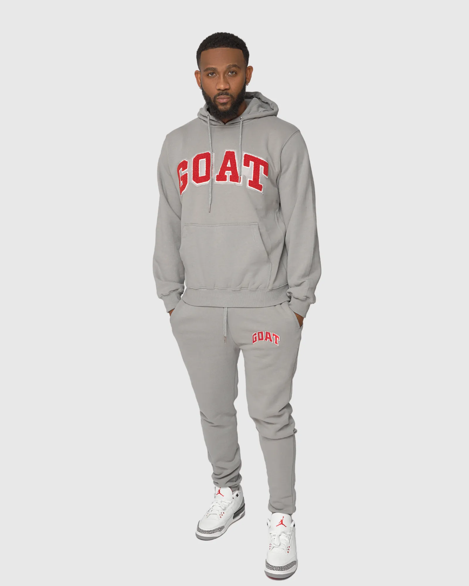 GOAT Arch Logo Chenille Sweatsuit (Cement Grey)