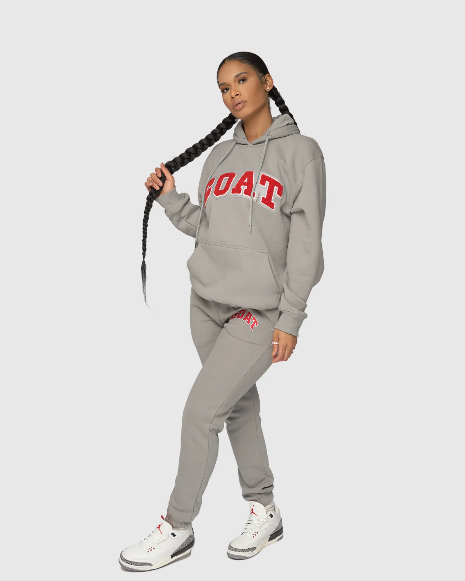 GOAT Arch Logo Chenille Sweatsuit (Cement Grey)