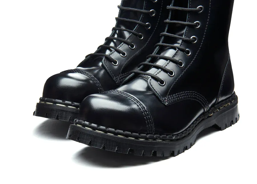 GRIPFAST Black Hi-Shine 14 Eye Steel Toe Capped Derby Boot