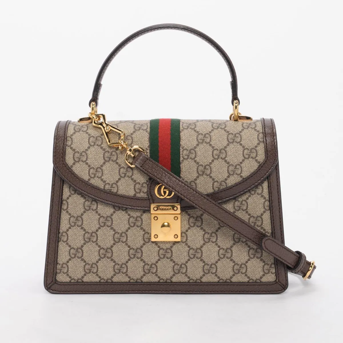 Gucci Beige GG Supreme Ophidia Small Top Handle Bag