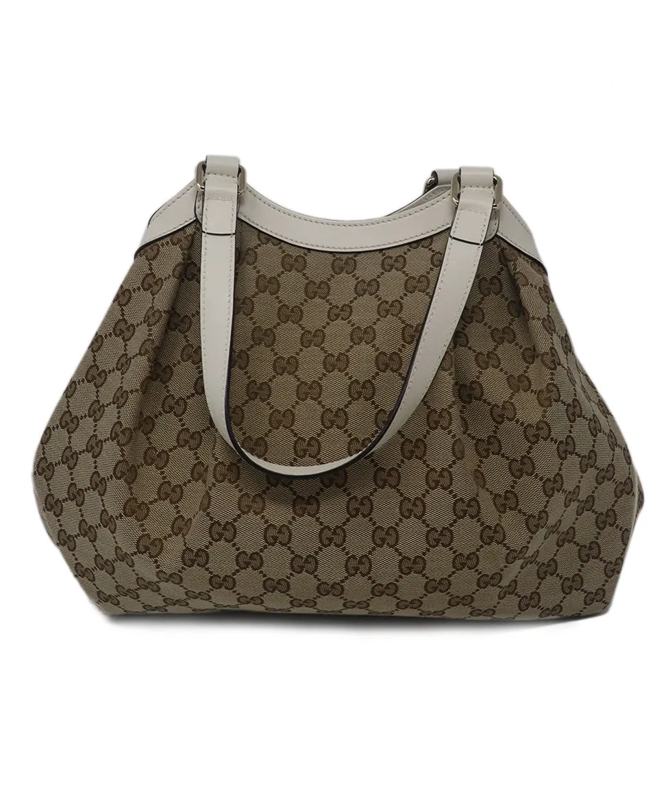 Gucci Brown Monogram Canvas & Leather Bag