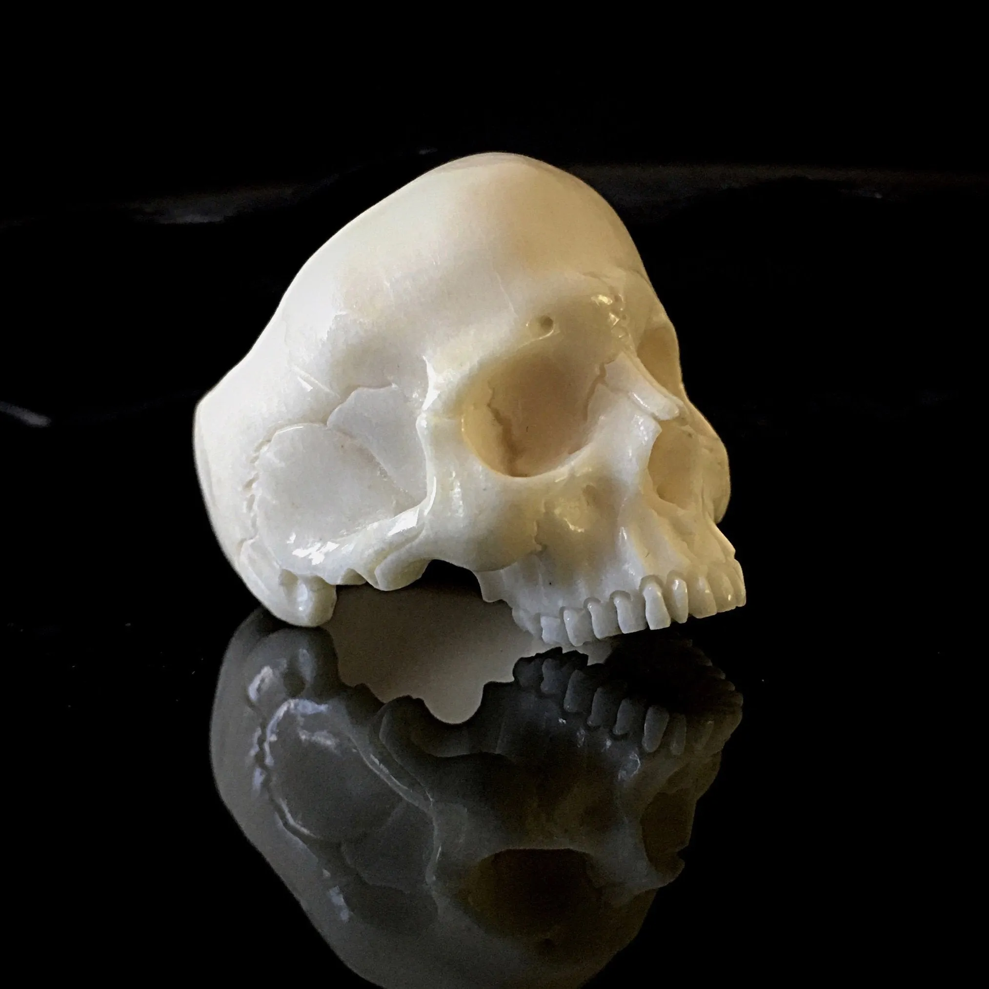 Hand Carved Skull Ring