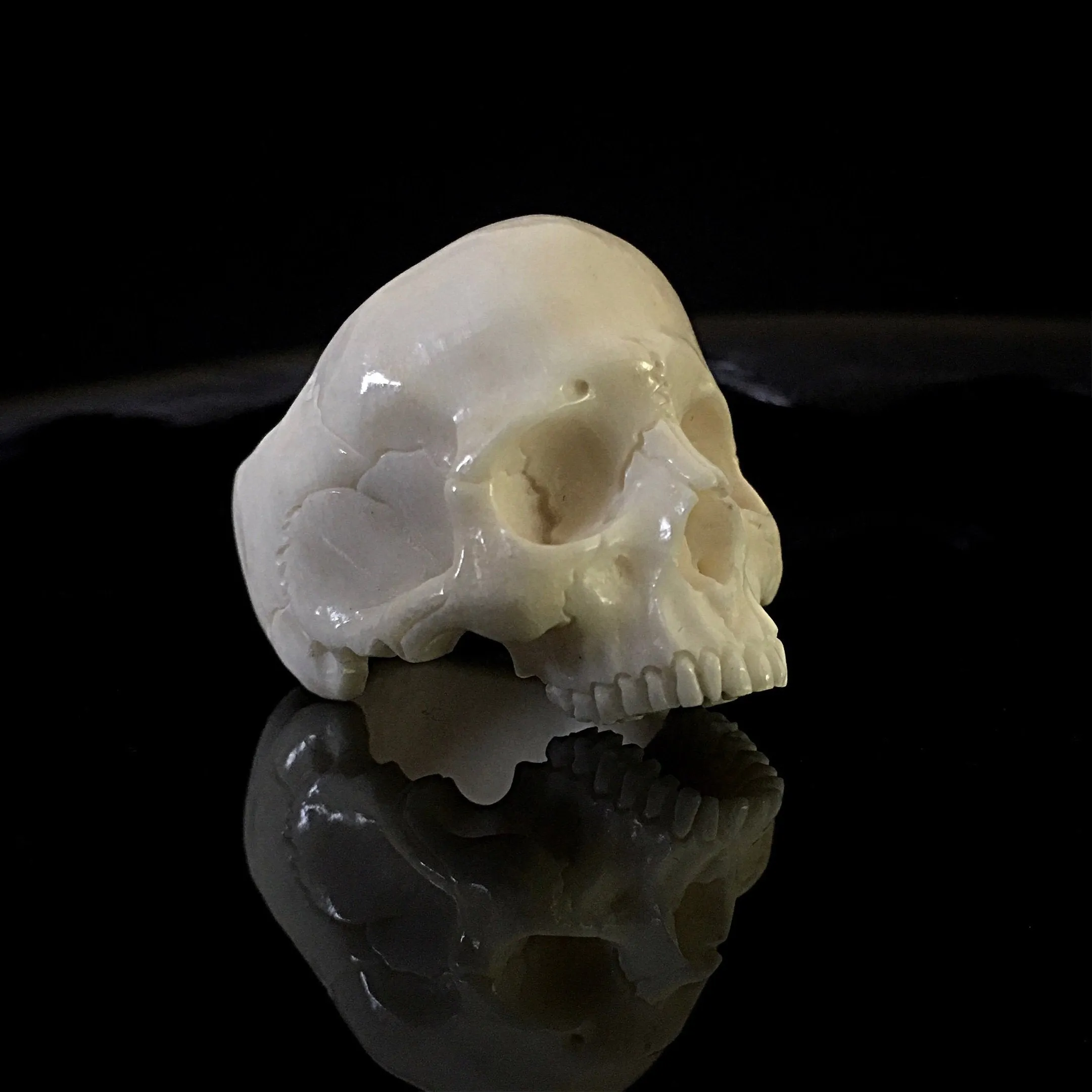 Hand Carved Skull Ring