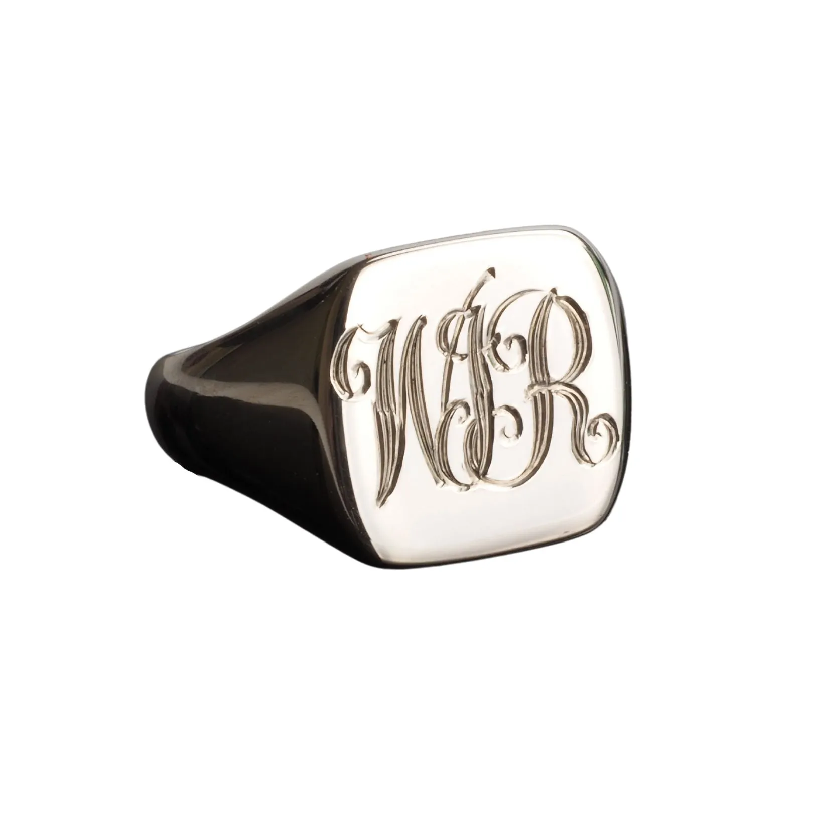 Hand Engraved Silver Signet Ring