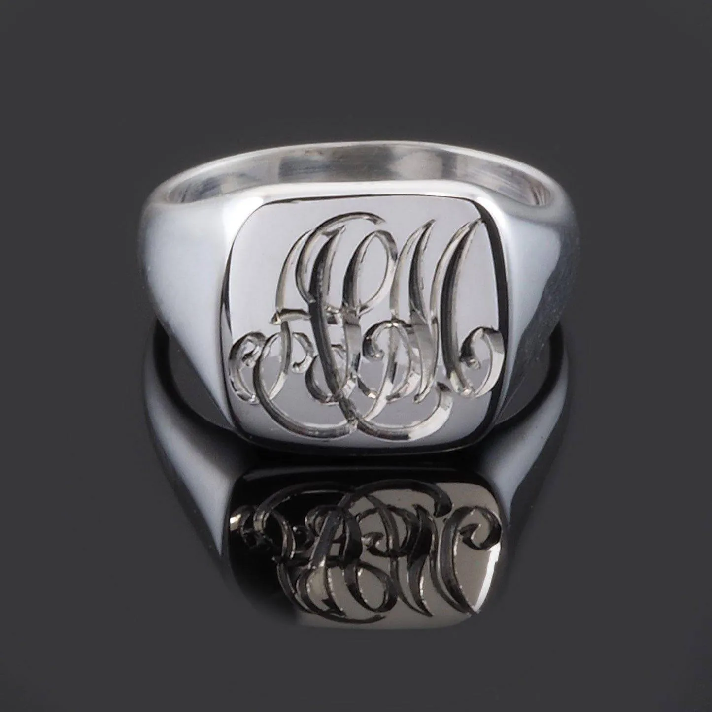 Hand Engraved Silver Signet Ring