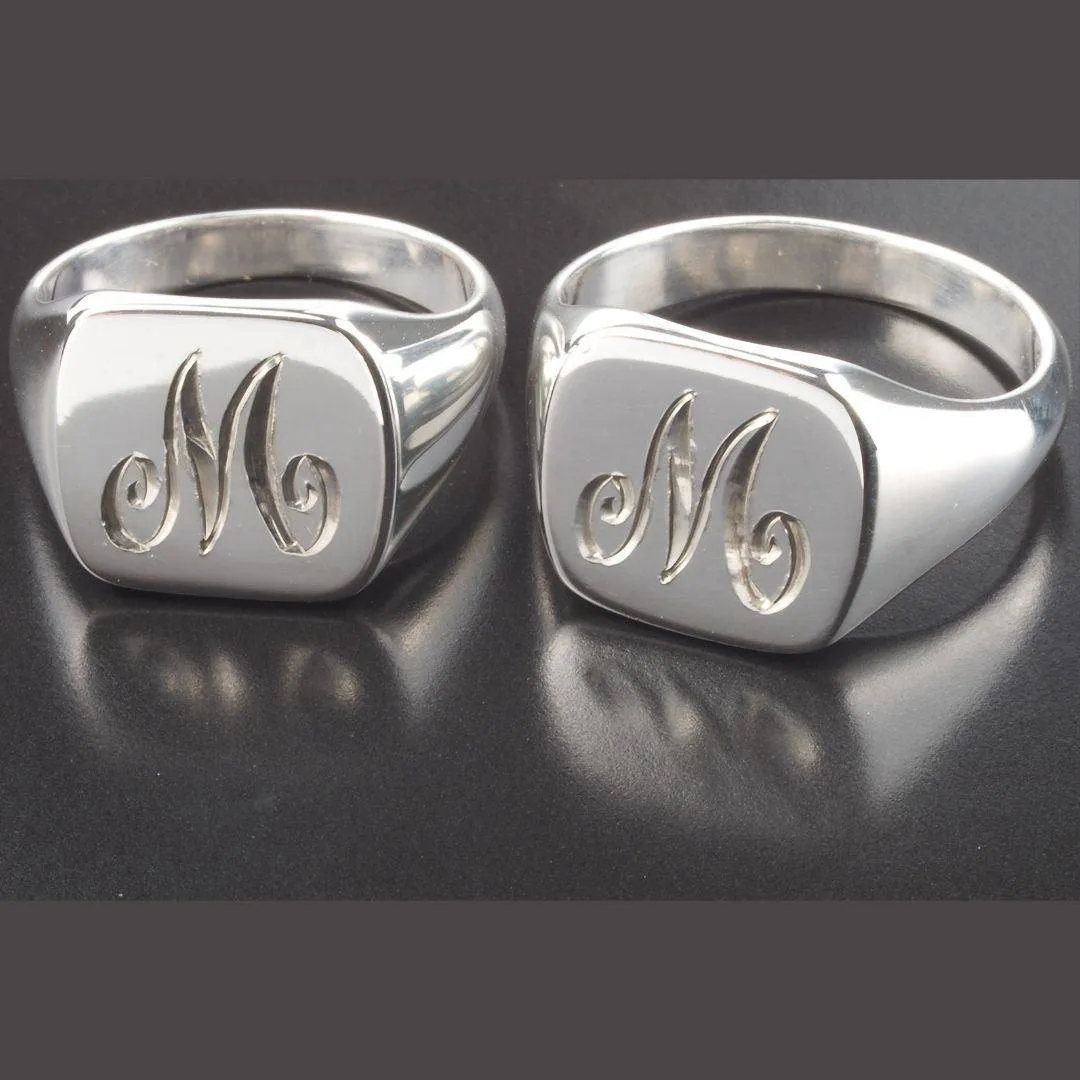 Hand Engraved Silver Signet Ring