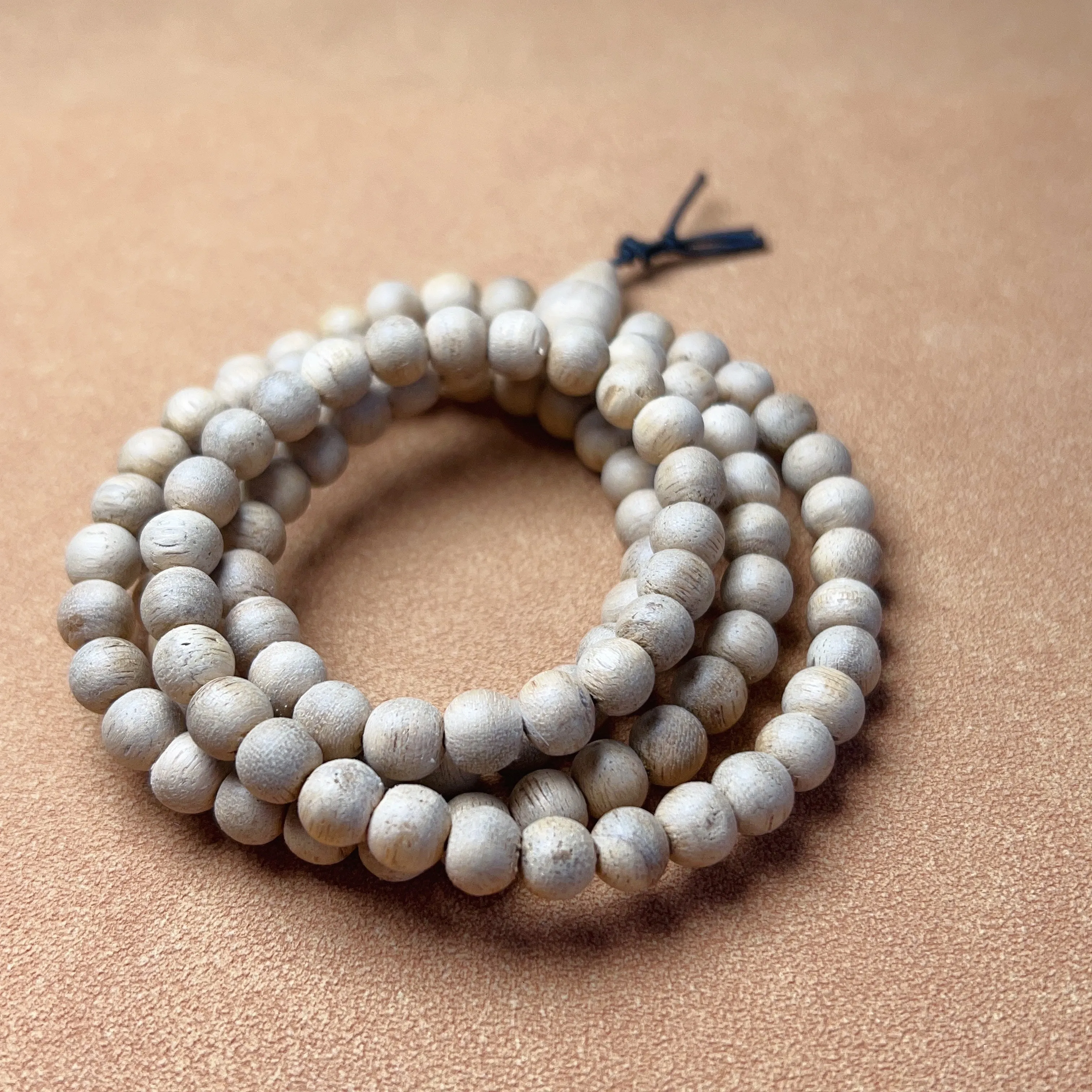 Handmade 108 Beads White Sand Agarwood Bracelet Necklace | Prayer Mala Beads Meditation Buddhism Zen