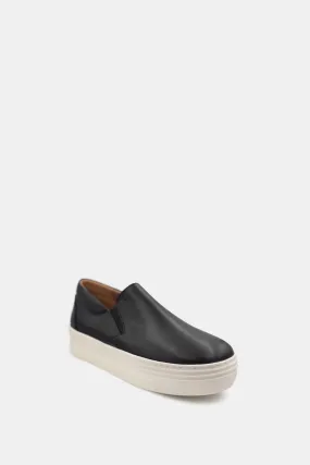 Handmade Leather Platform Sneakers, Black