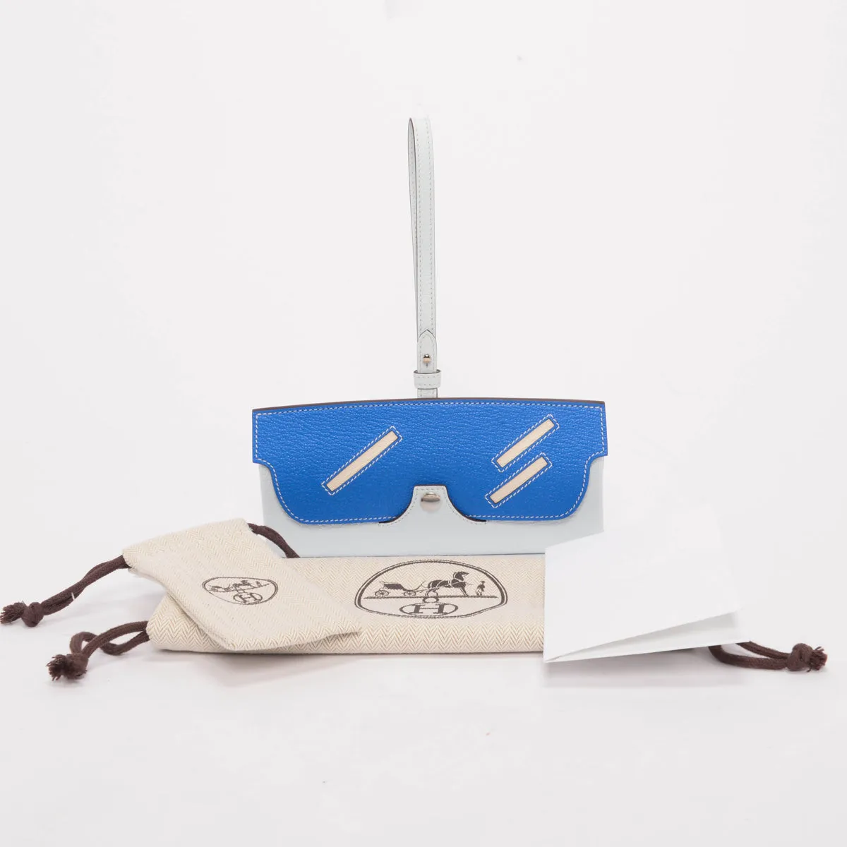 Hermes Bleu Brume/Bleu Hydra Chevre In The Loop Wink Glasses Case