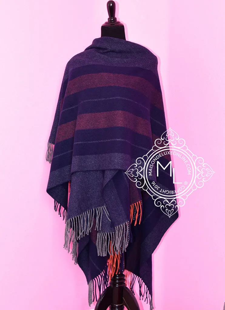 Hermes Blue Grey Rocabar Poncho Cape Shawl Top