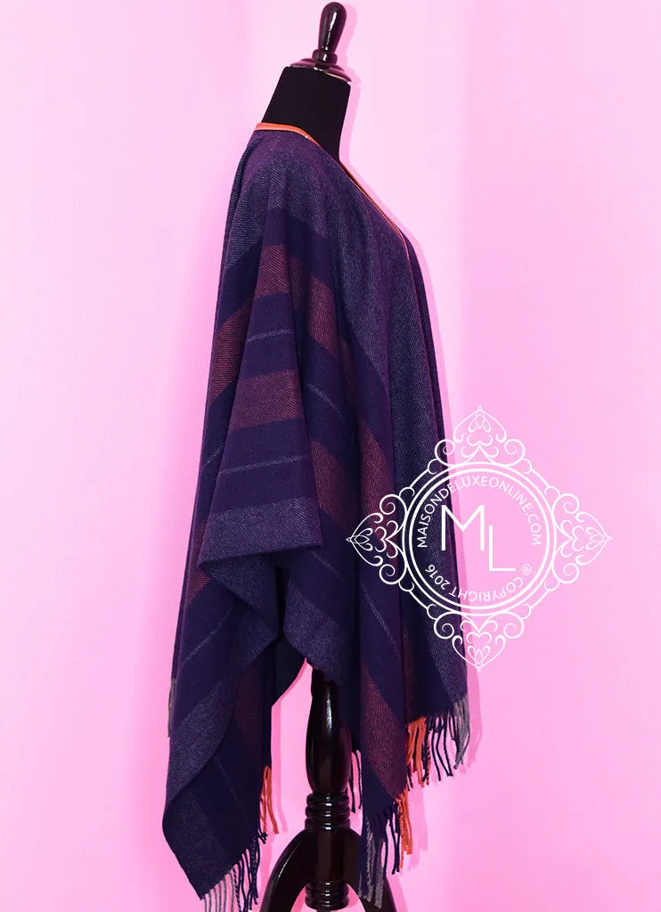 Hermes Blue Grey Rocabar Poncho Cape Shawl Top