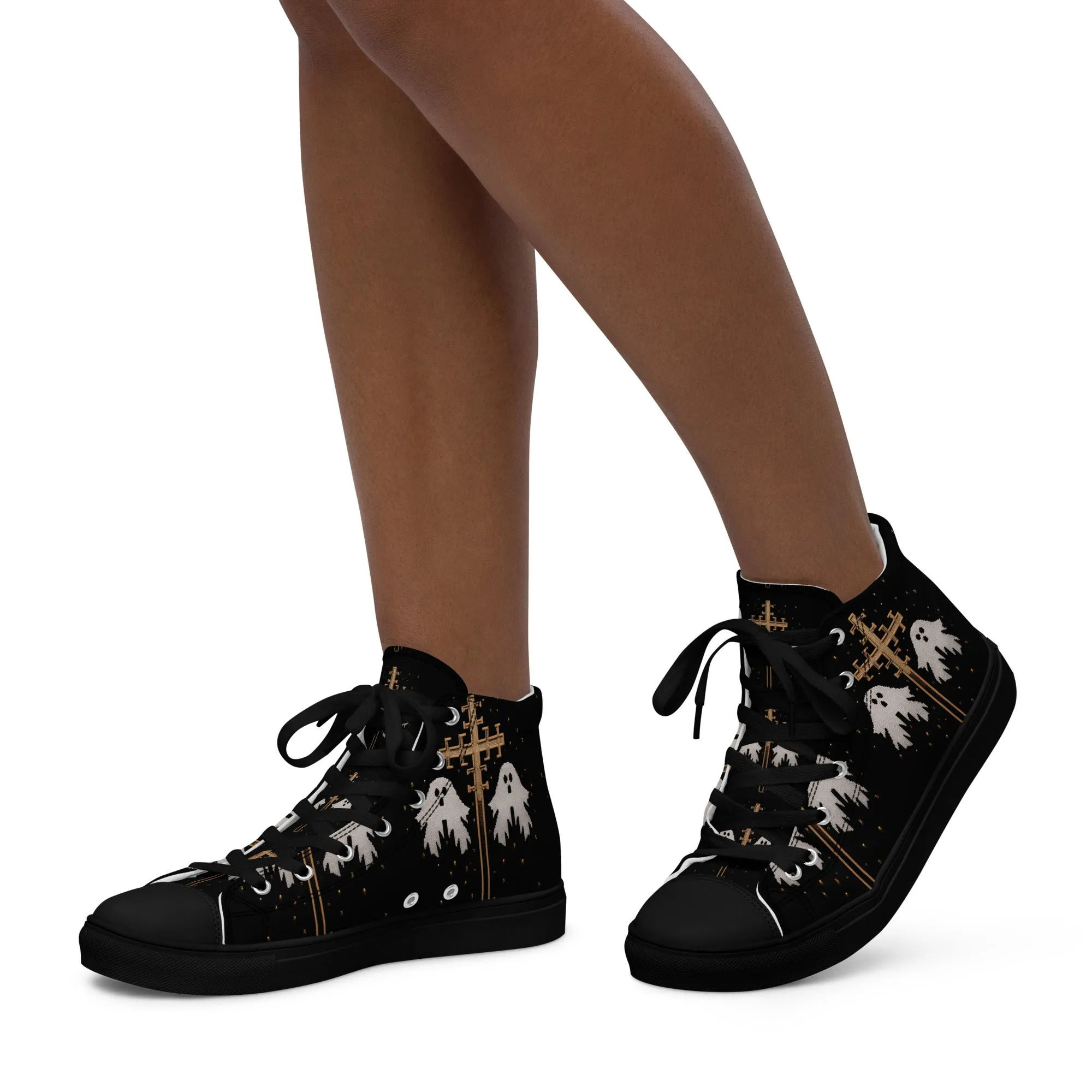 Holy Spirits Women’s High Top Shoes - Dark Academia Vegan Sneakers - Comfortable Goth Trainers - Witchy Grunge Accessories