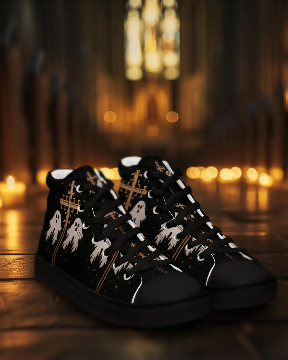 Holy Spirits Women’s High Top Shoes - Dark Academia Vegan Sneakers - Comfortable Goth Trainers - Witchy Grunge Accessories