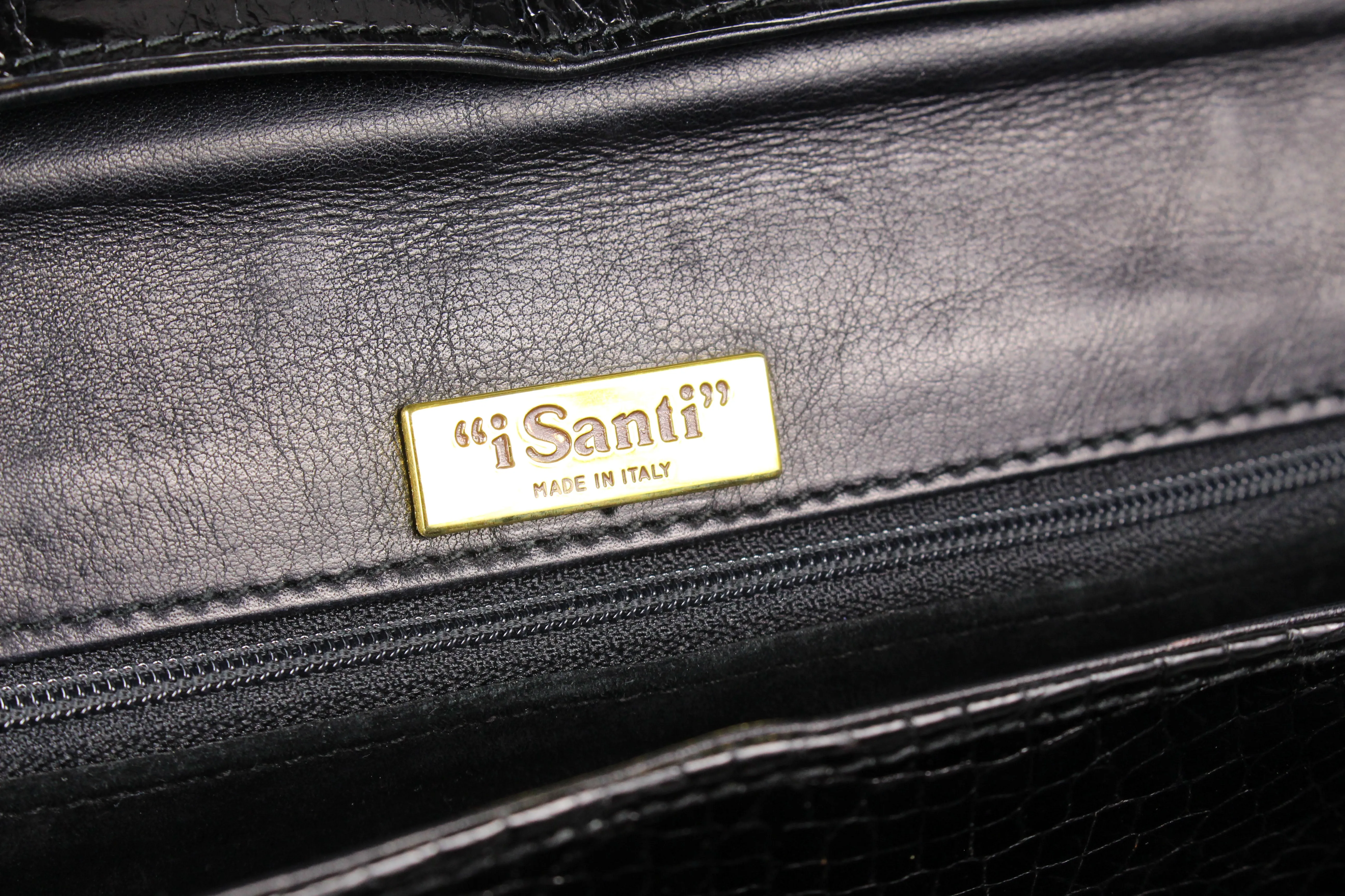 “i Santi” Black crocodile skin briefcase bag