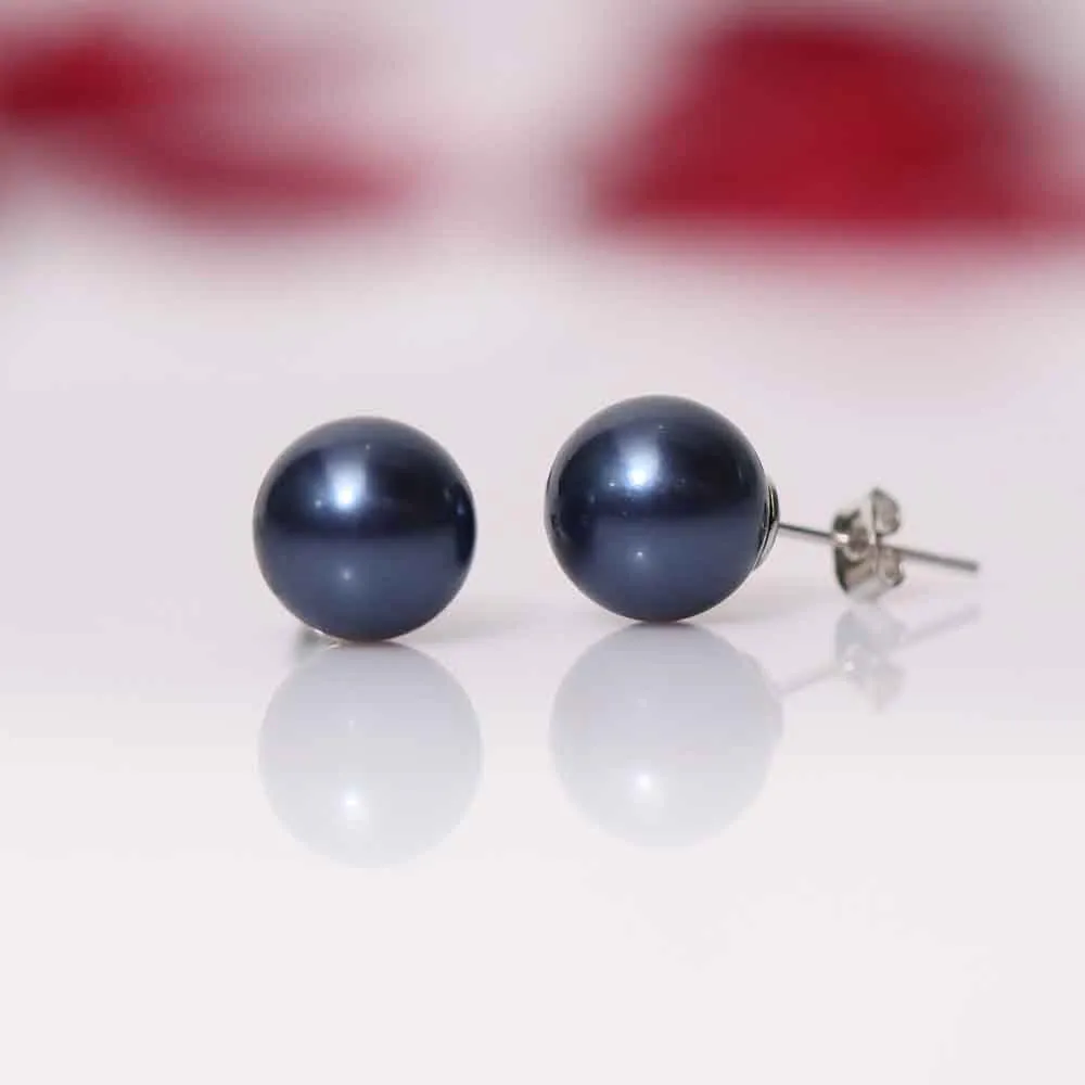 Imeora Blue 10mm Shell Pearl Stud