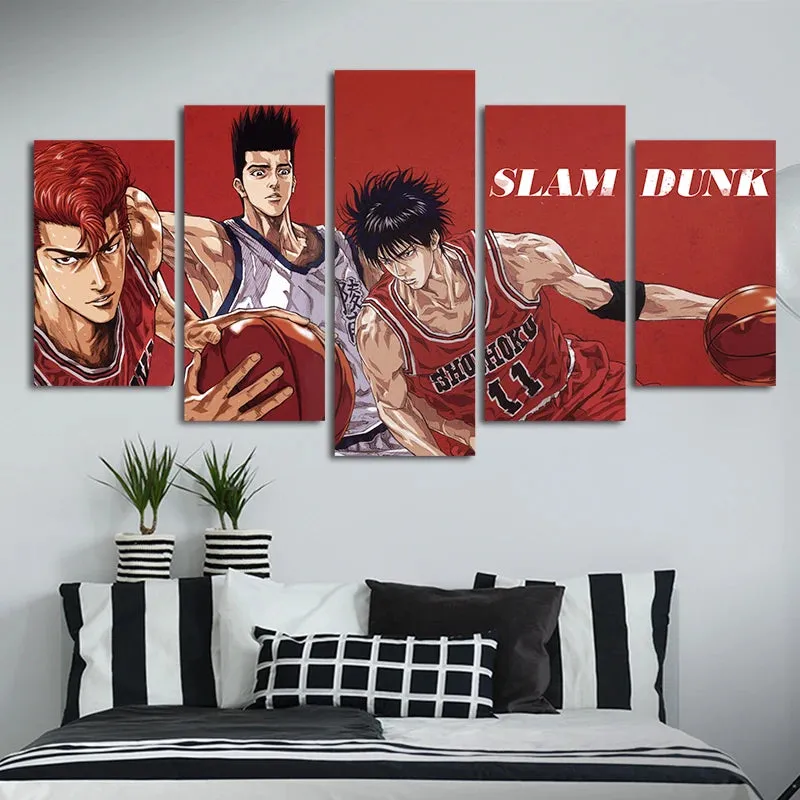 Japanese Anime Slam Dunk Cuadros HD Print Wall Art Canvas Poster Picture 5 Pieces No Frame