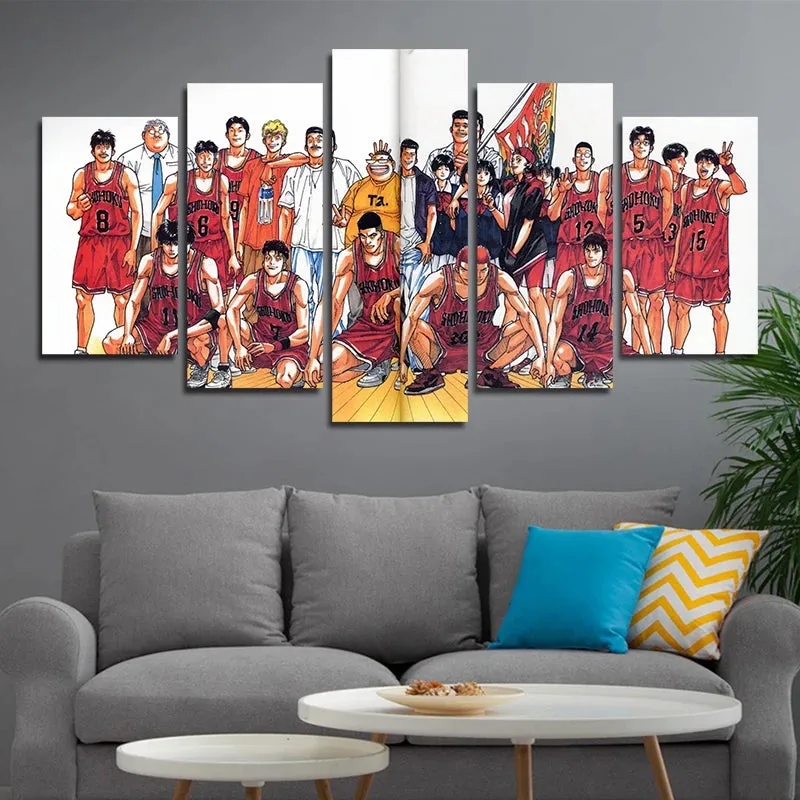 Japanese Anime Slam Dunk Cuadros HD Print Wall Art Canvas Poster Picture 5 Pieces No Frame