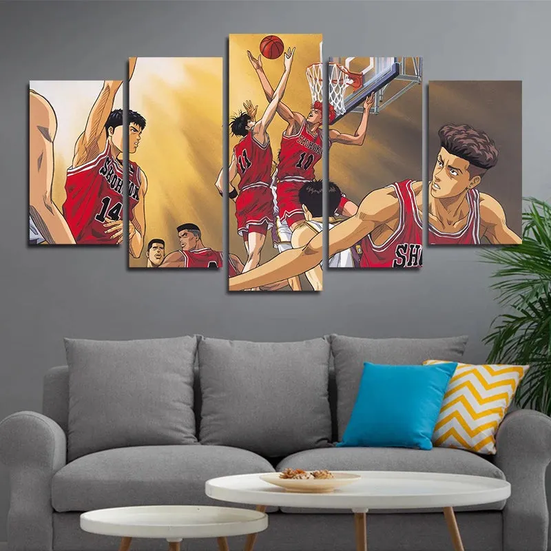 Japanese Anime Slam Dunk Cuadros HD Print Wall Art Canvas Poster Picture 5 Pieces No Frame