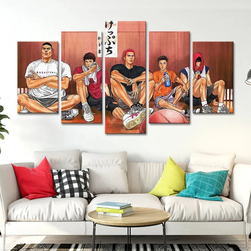 Japanese Anime Slam Dunk Cuadros HD Print Wall Art Canvas Poster Picture 5 Pieces No Frame