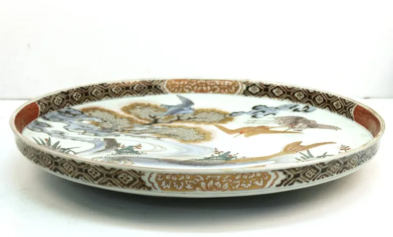 Japanese Meiji Porcelain Charger with Fish Theme