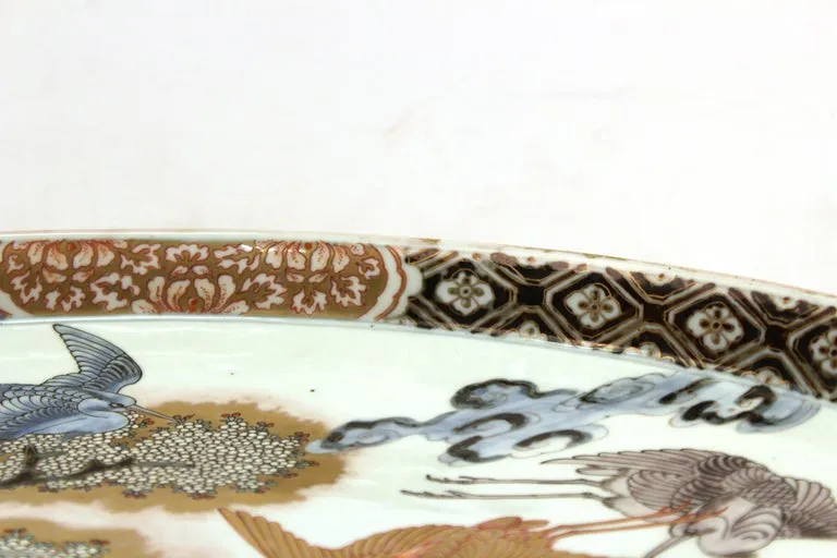 Japanese Meiji Porcelain Charger with Fish Theme