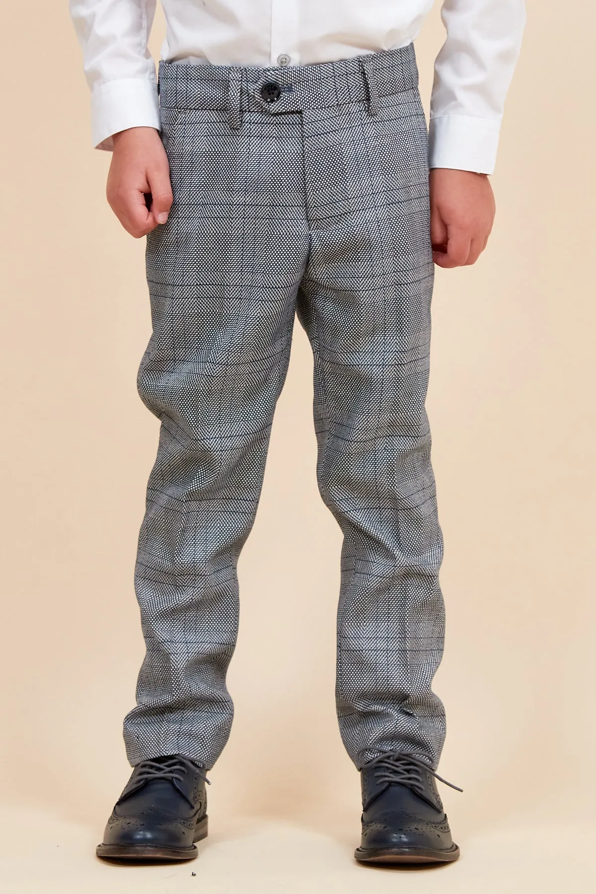 JERRY - Childrens Grey Check Three Piece Suit