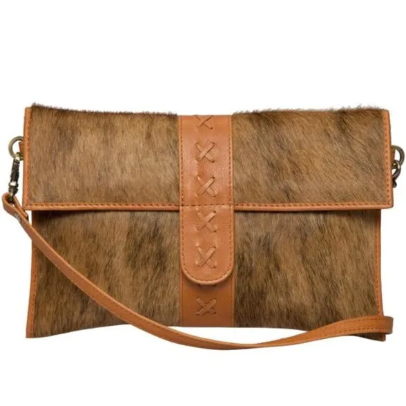 Jersey Cowhide Bag - Tan/White