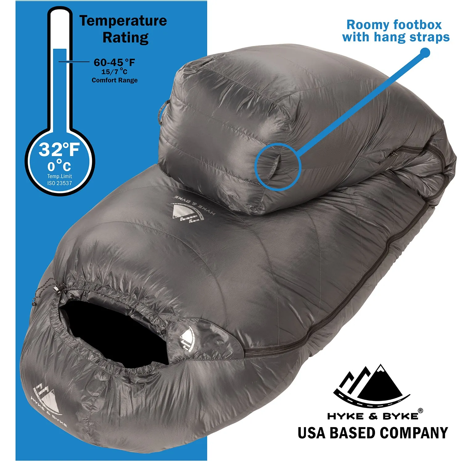 Katahdin 32°F 625 Fill Power Hydrophobic Sleeping Bag With Advanced Synthetic