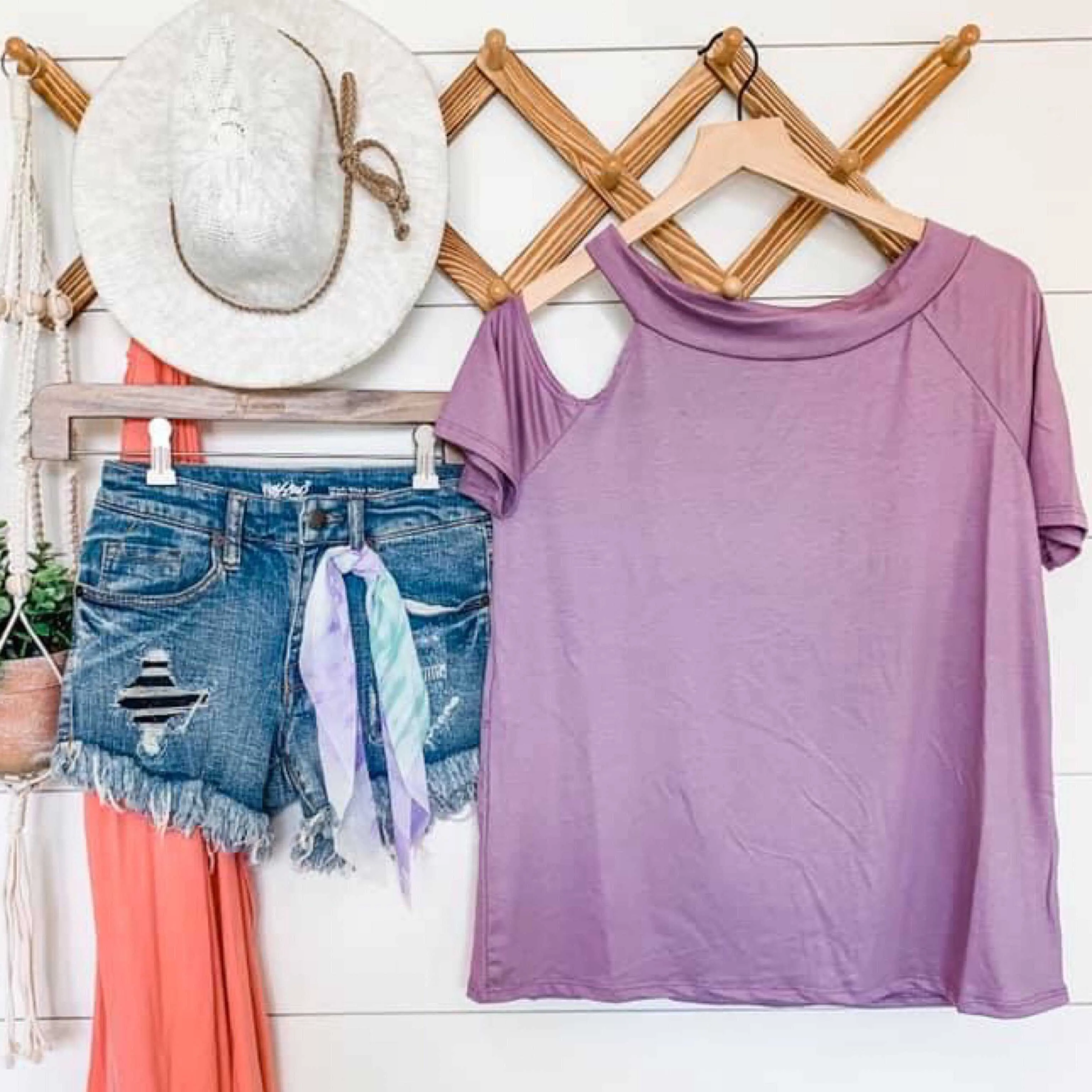 Katie Cold Shoulder Top Lavender