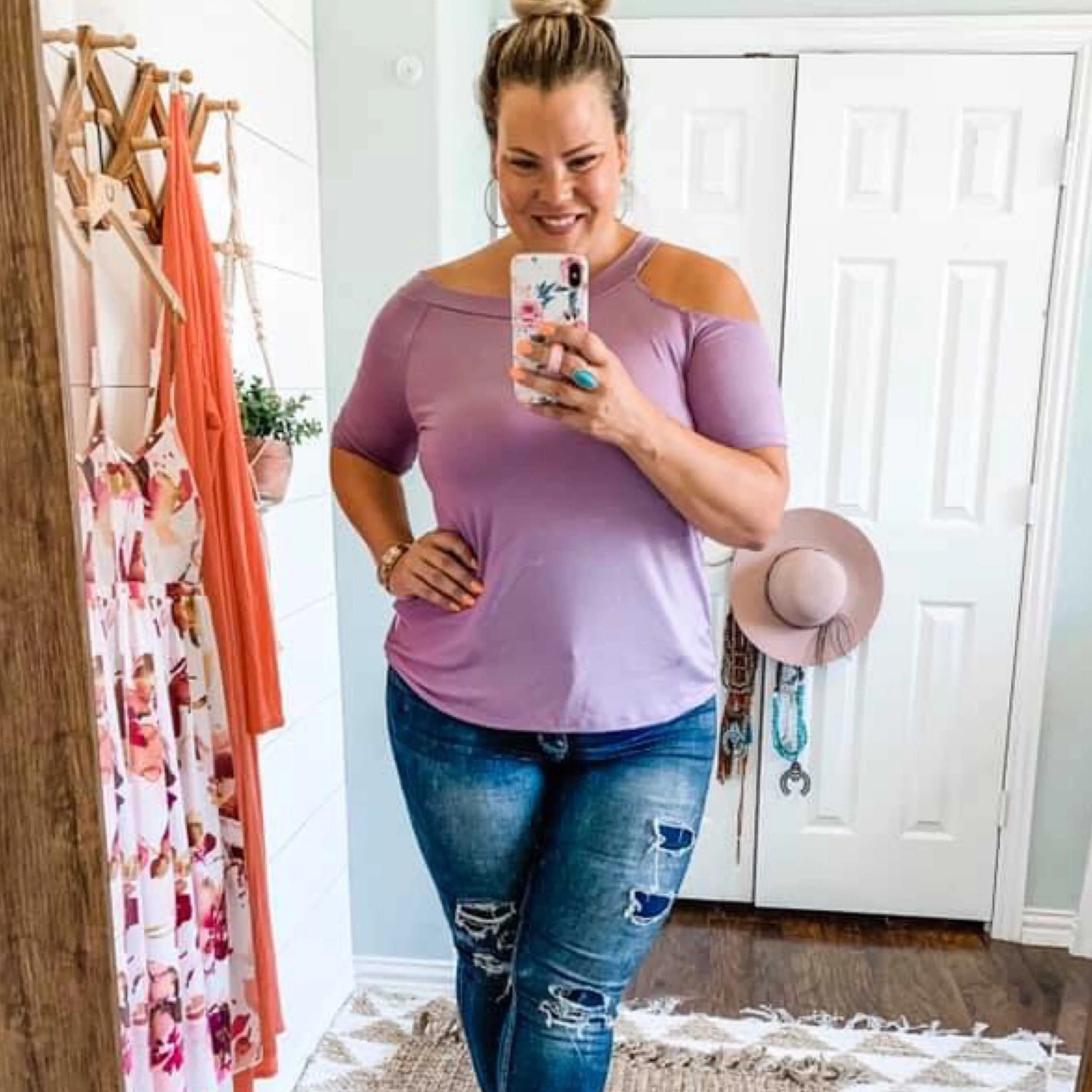 Katie Cold Shoulder Top Lavender