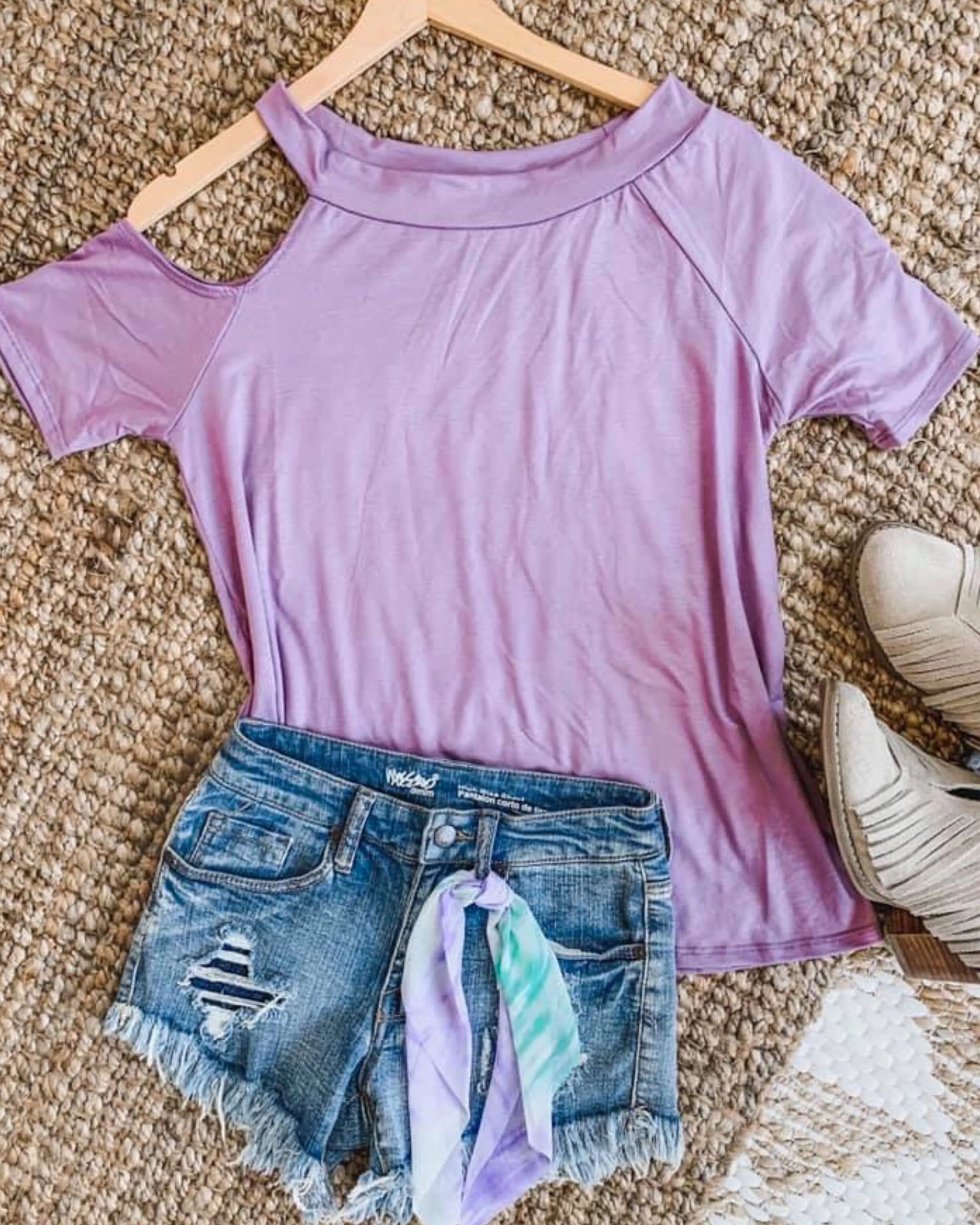 Katie Cold Shoulder Top Lavender