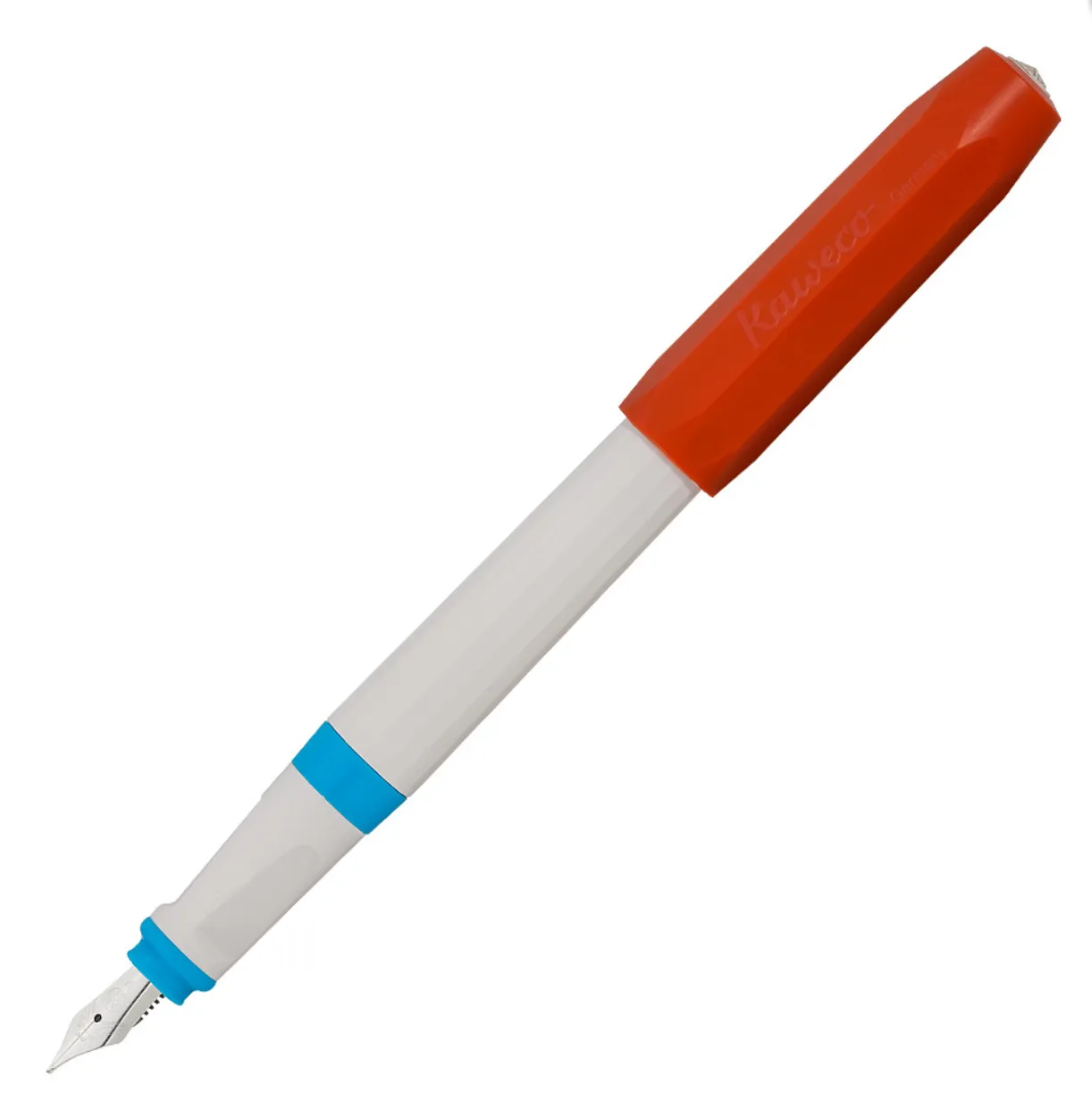 Kaweco Perkeo fountain pen white & red   blue fine nib (retro block)