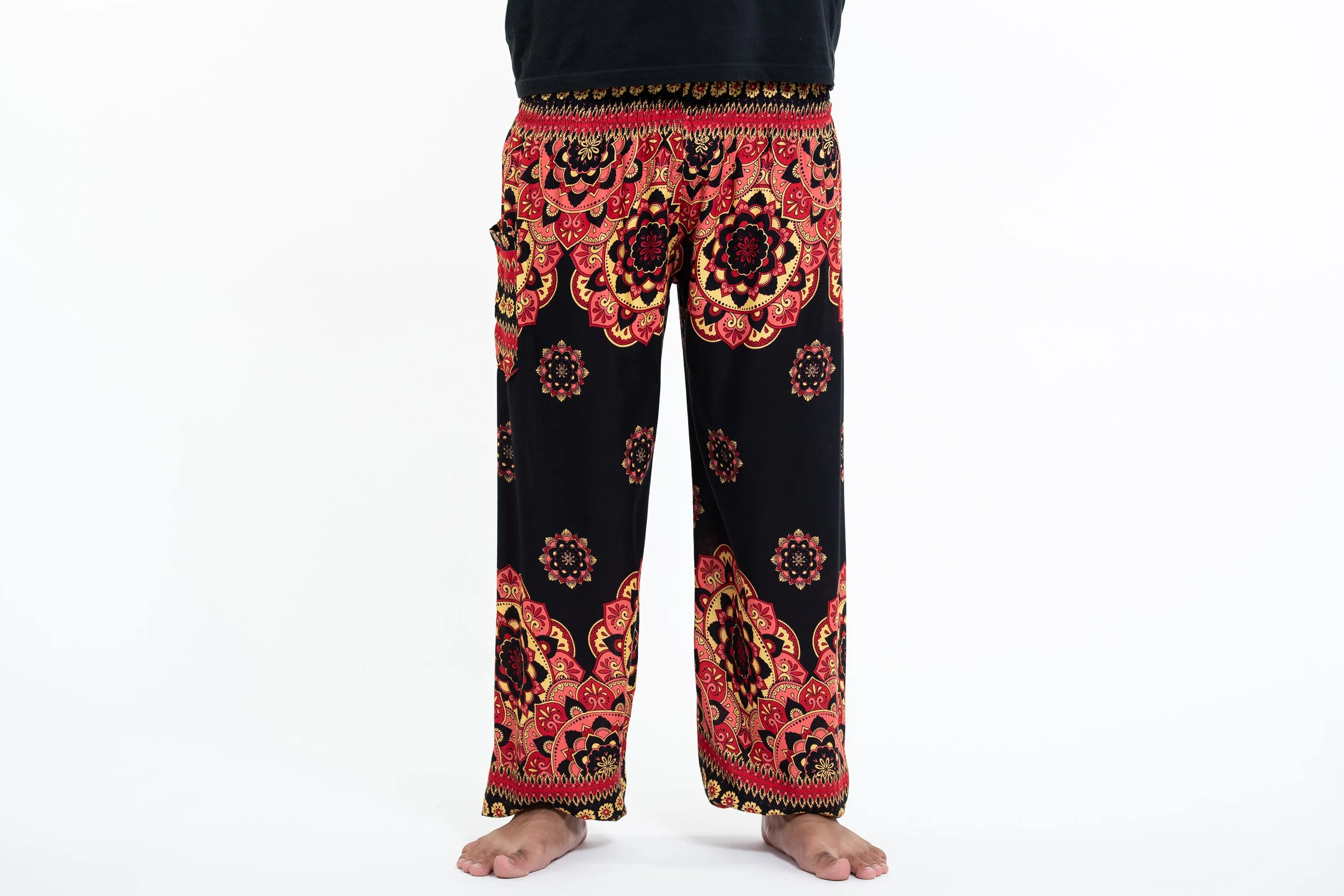 Lotus Mandalas Men's Harem Pants in Black